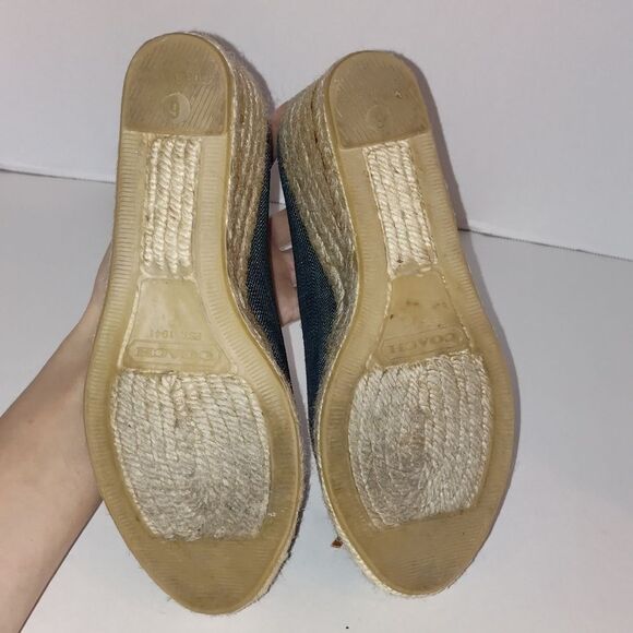 Coach Ireena Espadrille Wedge Platform Heels Size 10 blue denim/Brown size 6 - Picture 7 of 13